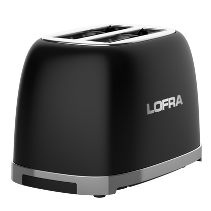 50's Lofra Retro Style 2 Slice Toaster Dolcevita Black | ITANM26E/1 Front On End Facing