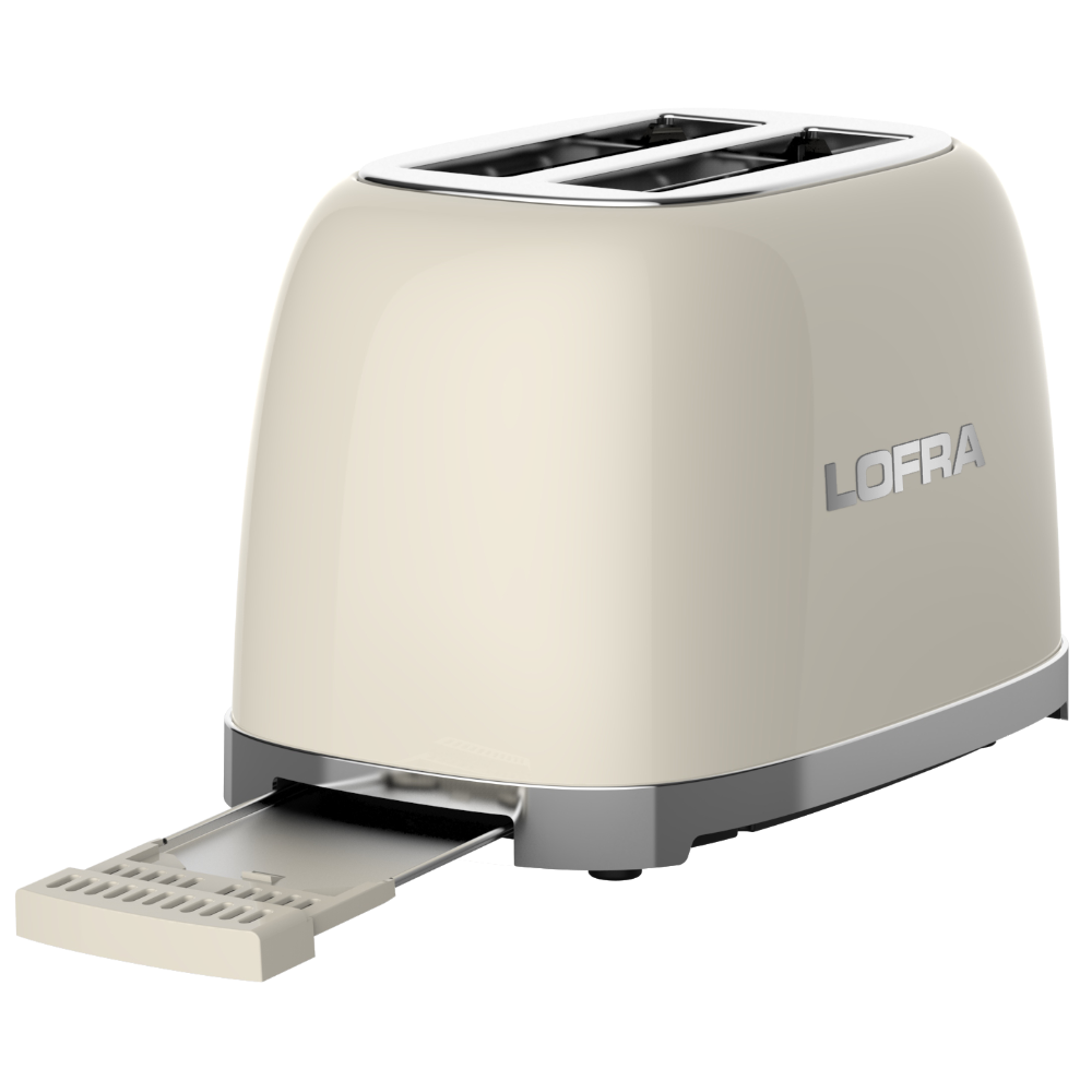 50's Lofra Retro Style 2 Slice Toaster Dolcevita White | ITABP26E/1 Back View Crumb Tray