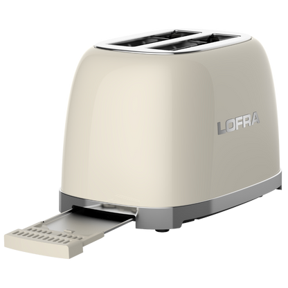 50's Lofra Retro Style 2 Slice Toaster Dolcevita White | ITABP26E/1 Back View Crumb Tray