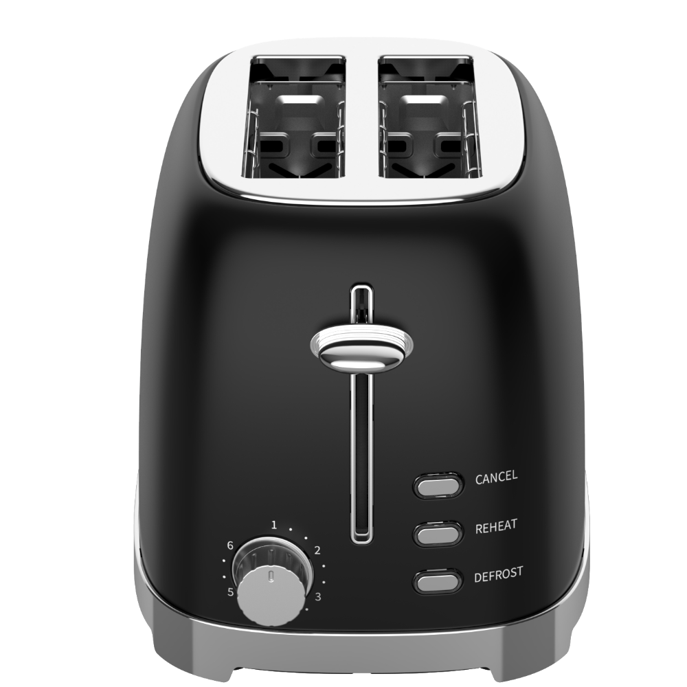 50's Lofra Retro Style 2 Slice Toaster Dolcevita Black | ITANM26E/1 Front On Controls Facing and Slots Visable