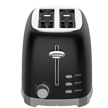 50's Lofra Retro Style 2 Slice Toaster Dolcevita Black | ITANM26E/1 Front On Controls Facing and Slots Visable