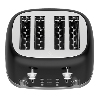 50's Lofra Retro Style 4 Slice Toaster Dolcevita Black | Side on Image Toaster Top Down