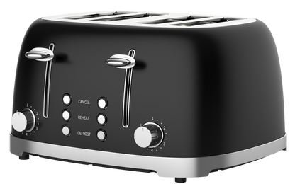 50's Lofra Retro Style 4 Slice Toaster Dolcevita Black | Side on Image Toaster Controls