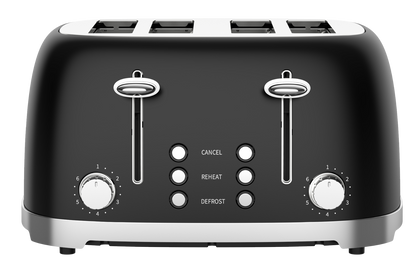 50's Lofra Retro Style 4 Slice Toaster Dolcevita Black | Side on Image Toaster Controls