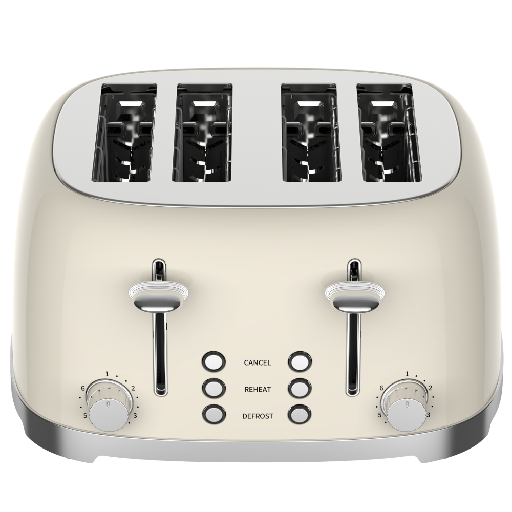 50's Lofra Retro Style 4 Slice Toaster Dolcevita Cream | Side on Image Toaster Top down controls