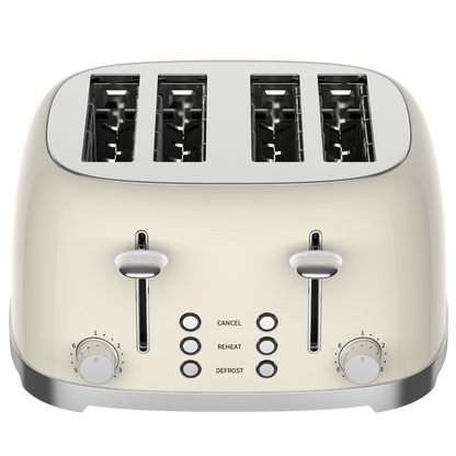 50's Lofra Retro Style 4 Slice Toaster Dolcevita Cream | Side on Image Toaster Top down controls