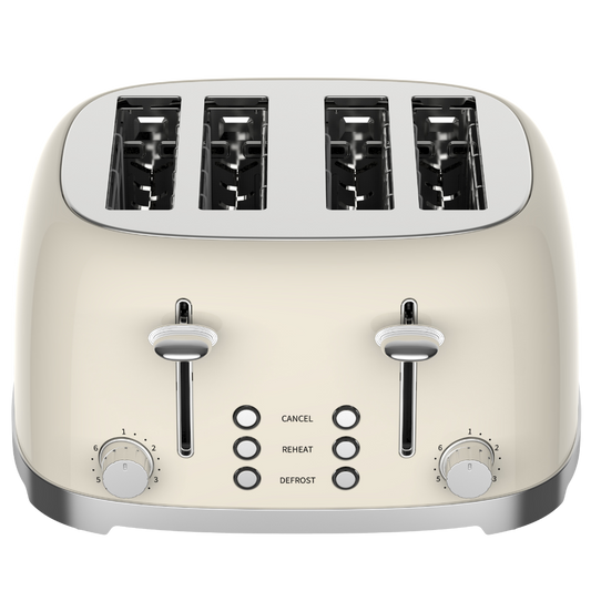 50's Lofra Retro Style 4 Slice Toaster Dolcevita Cream | Side on Image Toaster Top down controls