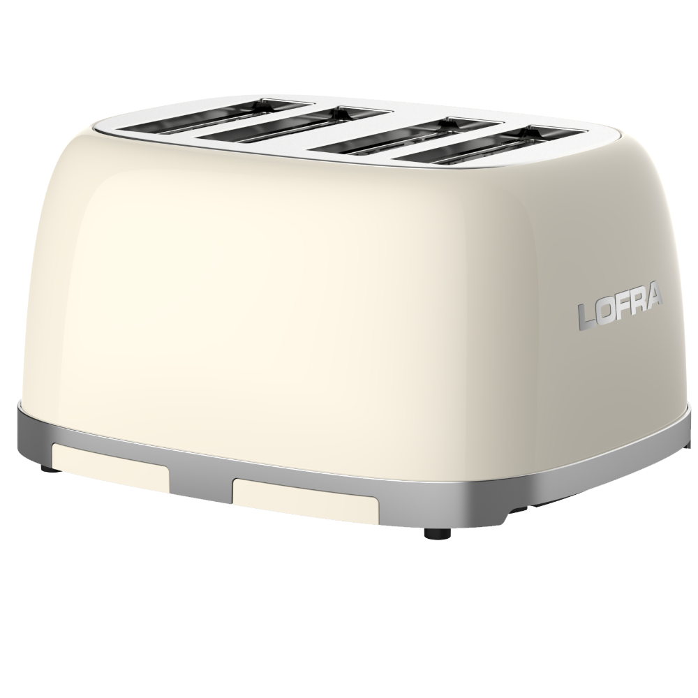 50's Lofra Retro Style 4 Slice Toaster Dolcevita Cream | Side on Image Toaster back of toaster