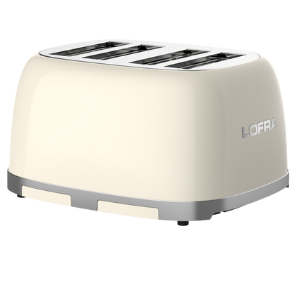 50's Lofra Retro Style 4 Slice Toaster Dolcevita Cream | Side on Image Toaster back of toaster