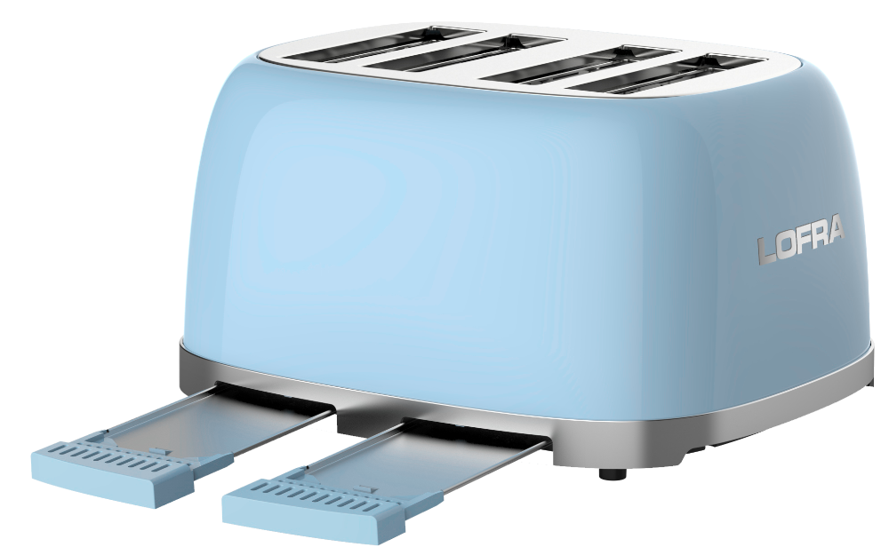 50's Lofra Retro Style 4 Slice Toaster Dolcevita Blue | Side on Image Toaster