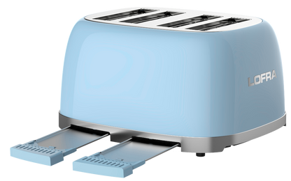 50's Lofra Retro Style 4 Slice Toaster Dolcevita Blue | Side on Image Toaster