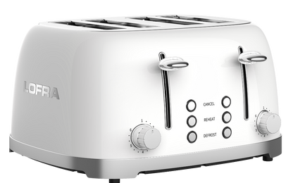50's Lofra Retro Style 4 Slice Toaster Dolcevita White | Side on Image Toaster Right controls