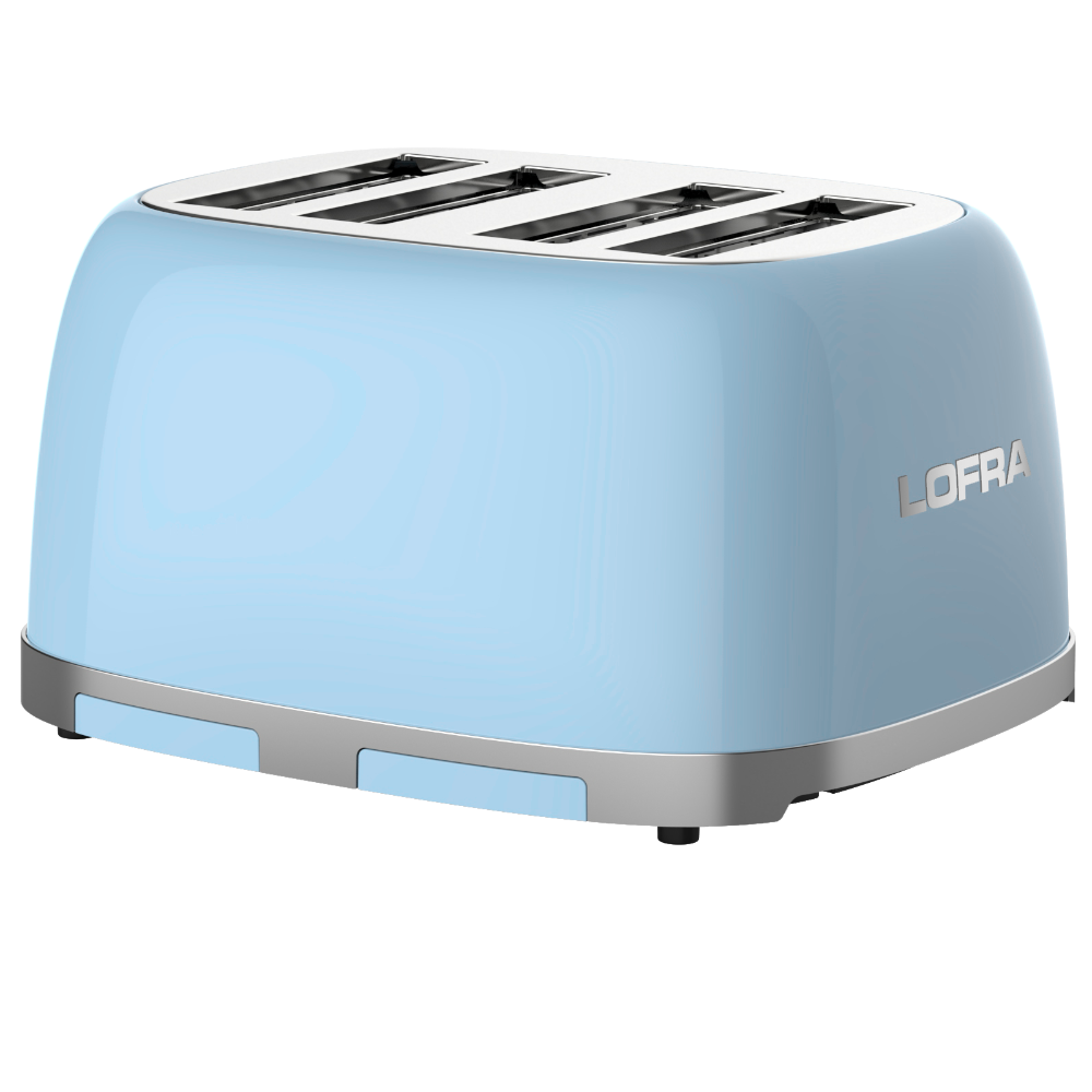 50's Lofra Retro Style 4 Slice Toaster Dolcevita Blue | Side on Image Toaster