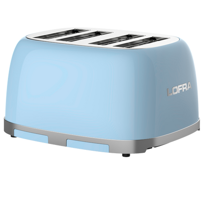 50's Lofra Retro Style 4 Slice Toaster Dolcevita Blue | Side on Image Toaster