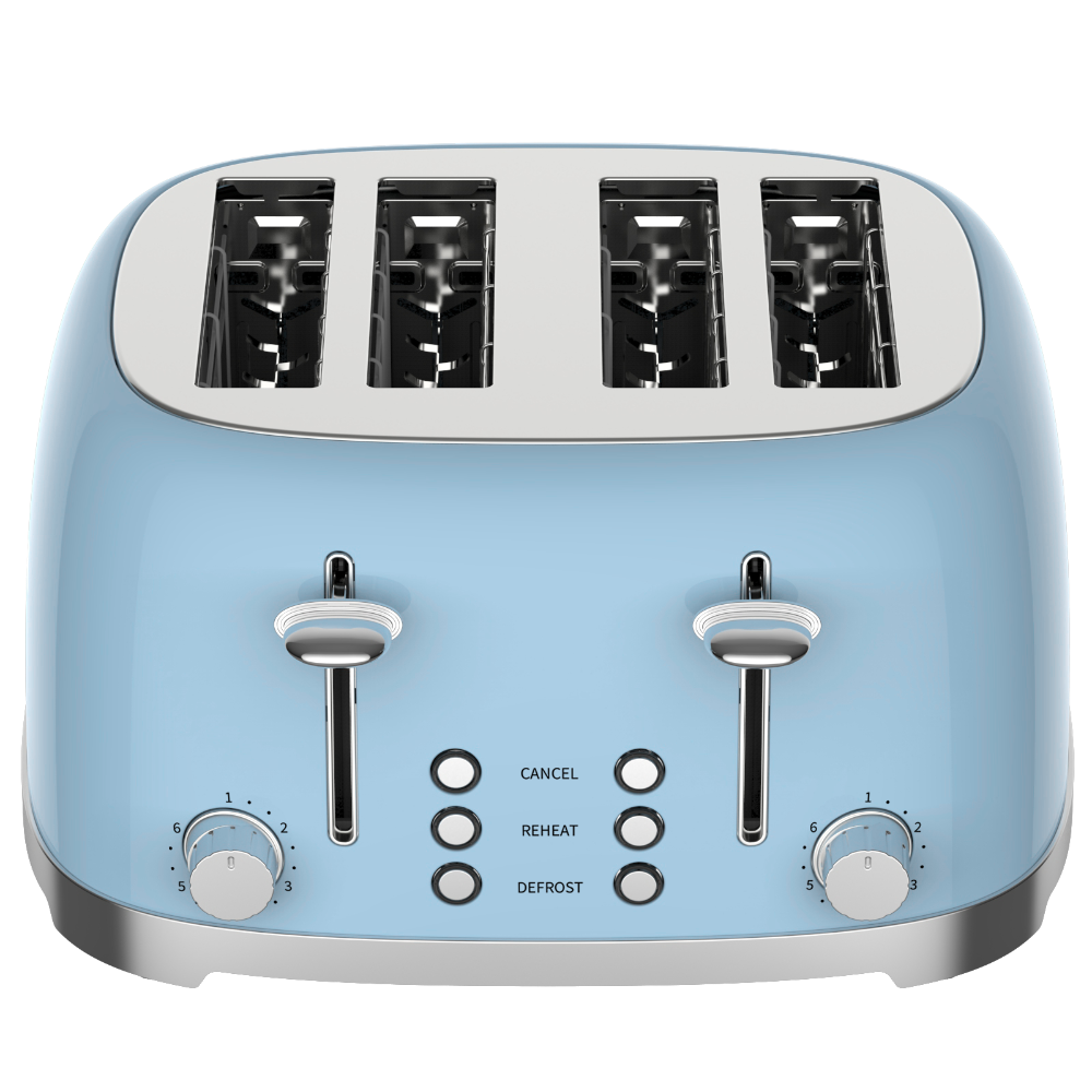 50's Lofra Retro Style 4 Slice Toaster Dolcevita Blue | Side on Image Toaster controls and top down