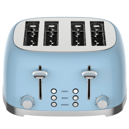 50's Lofra Retro Style 4 Slice Toaster Dolcevita Blue | Side on Image Toaster controls and top down