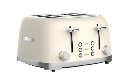 50's Lofra Retro Style 4 Slice Toaster Dolcevita Cream | Side on Image Toaster Left Facing Controls