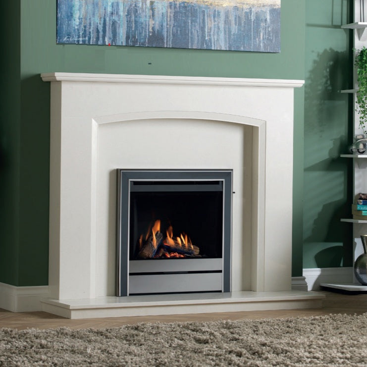 Wildfire Ravel 550 HE Log Effect Slide Control Conventional Flue Gas Fire with Satin & Black Contemporary Trim