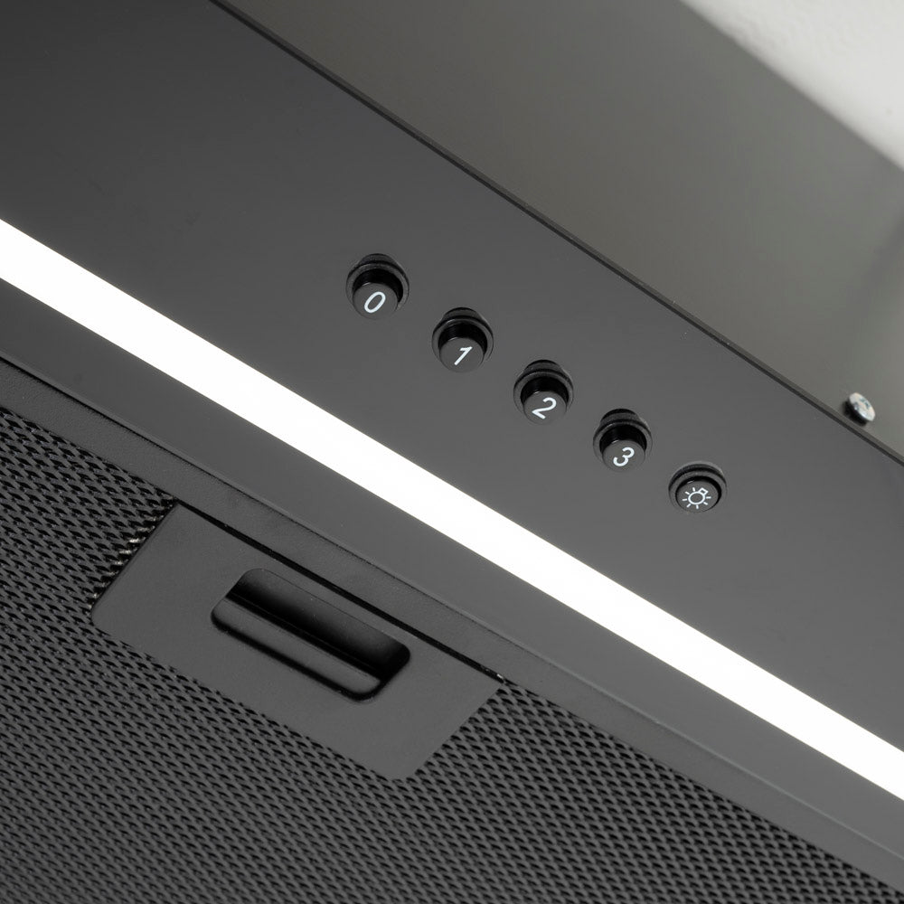 Black Built Into Canopy Extractor Luxury Cooker Hood Luxair TGCCH55CANBK 55 cm BLACK