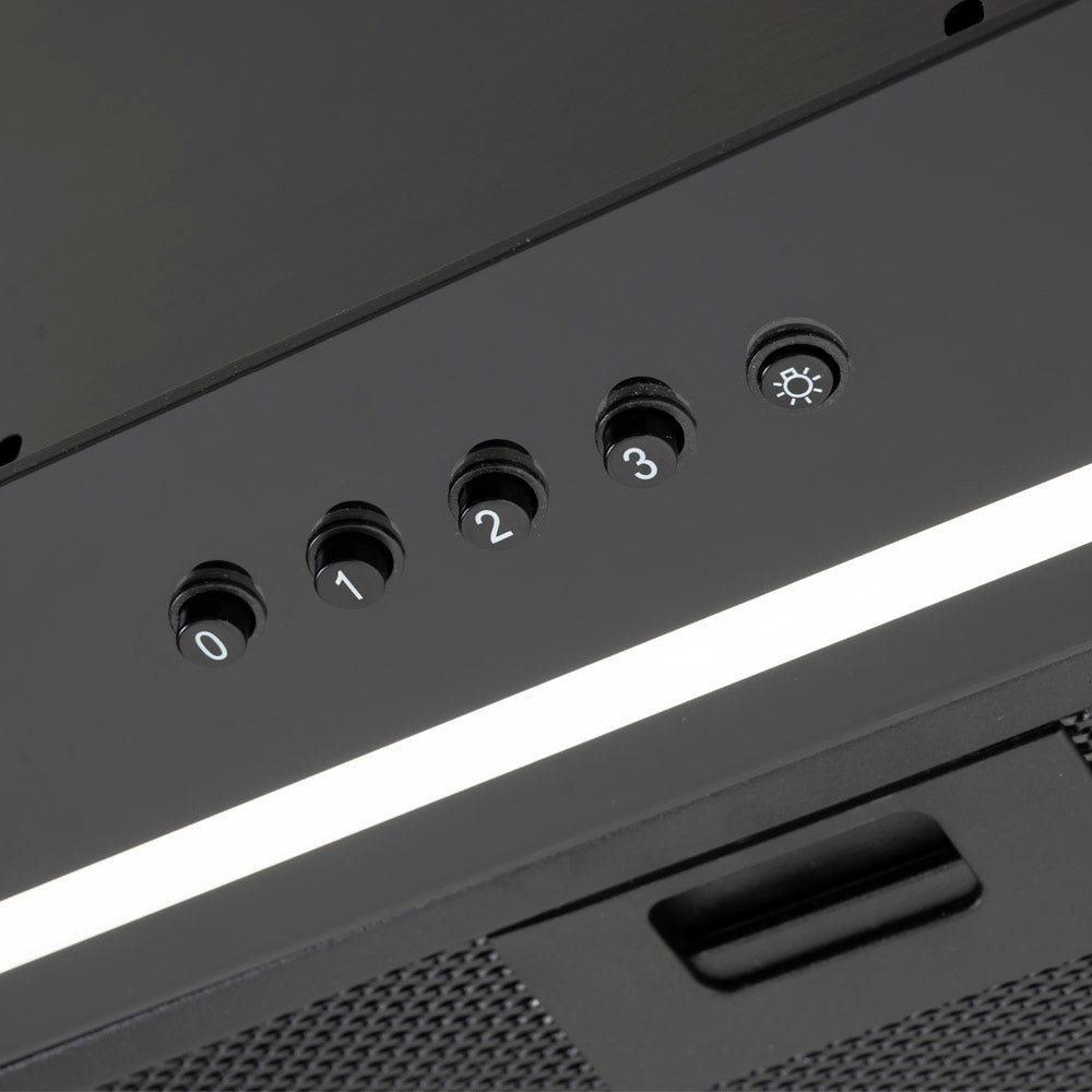 Black Built Into Canopy Extractor Luxury Cooker Hood Luxair TGCCH55CANBK 55 cm BLACK