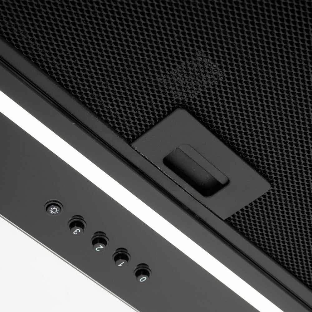 Black Built Into Canopy Extractor Luxury Cooker Hood Luxair TGCCH55CANBK 55 cm BLACK