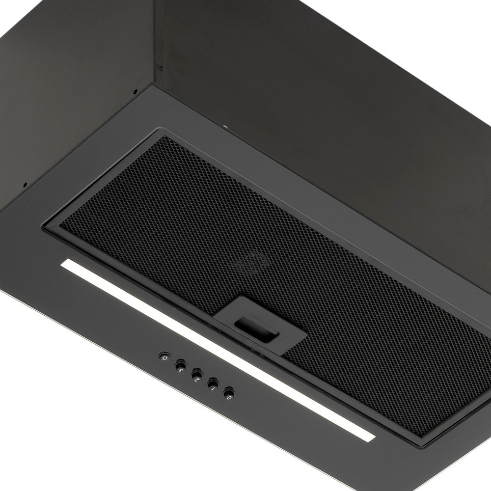 Black Built Into Canopy Extractor Luxury Cooker Hood Luxair TGCCH55CANBK 55 cm BLACK