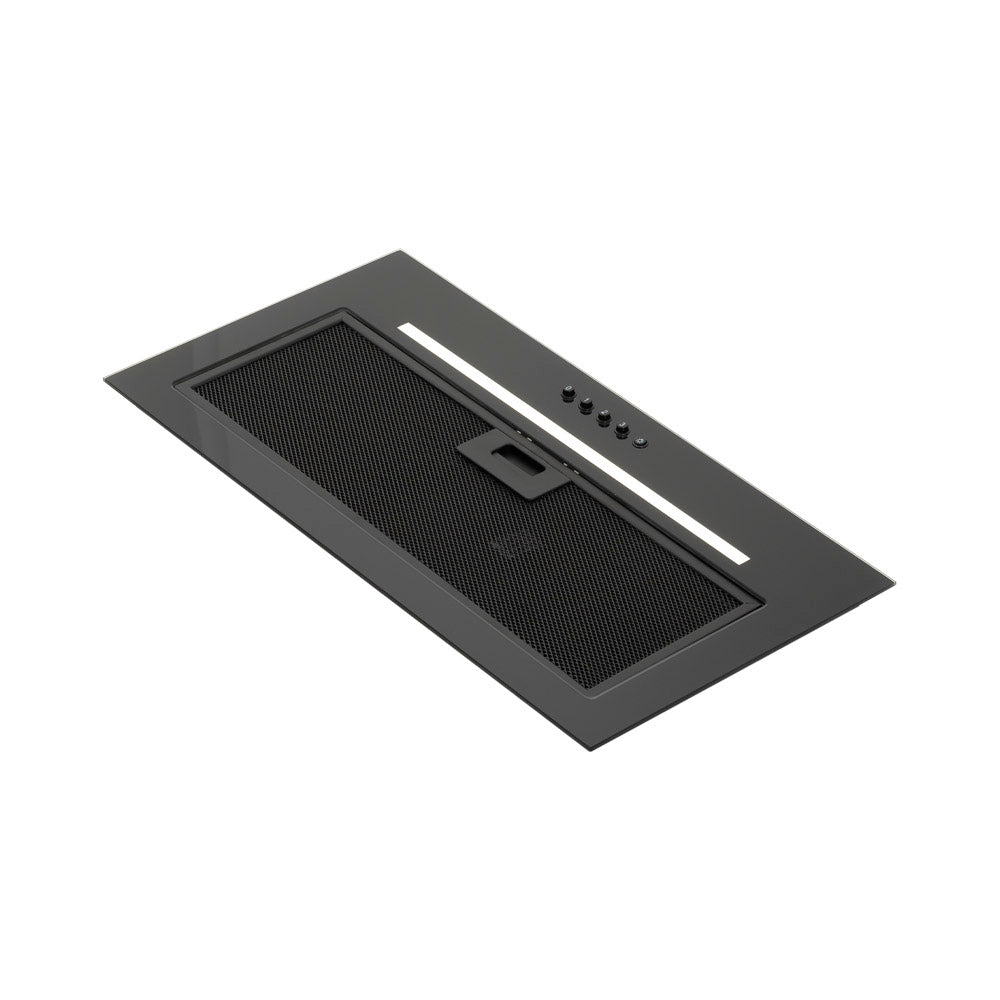 Black Built Into Canopy Extractor Luxury Cooker Hood Luxair TGCCH55CANBK 55 cm BLACK