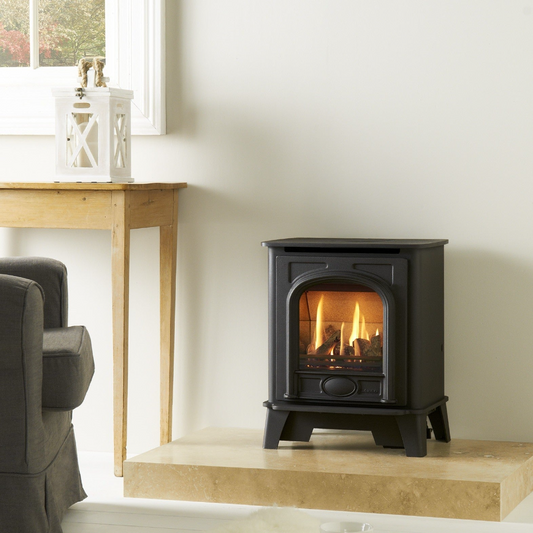 Gazco Small Stockton2 Conventional Flue Log Gas Stove in Black
