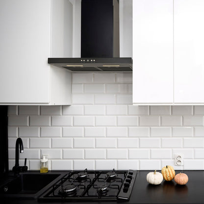 LaModa Brushless Slimline Flat Wall Mounted Linear Extractor Fan Cooker Hood Range Stainless Steel Black