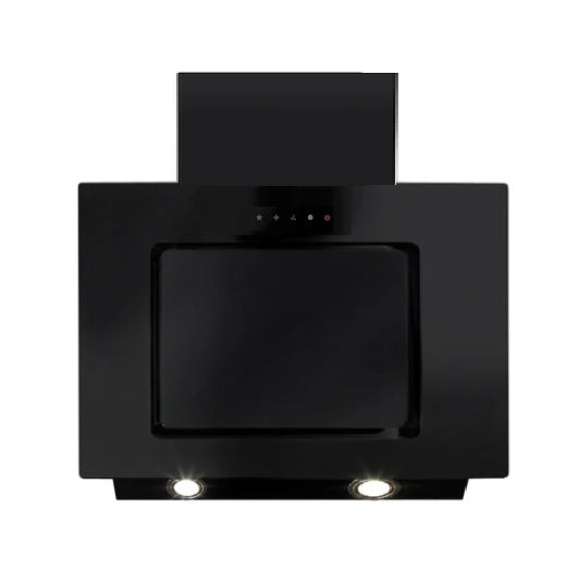 CDA EVABL Black Angled Glass Chimney Extractor Hood Contemporary Design