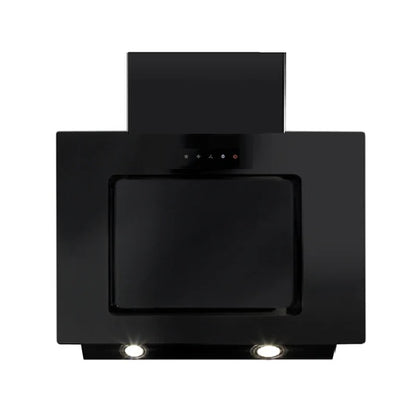 CDA EVABL Black Angled Glass Chimney Extractor Hood Contemporary Design