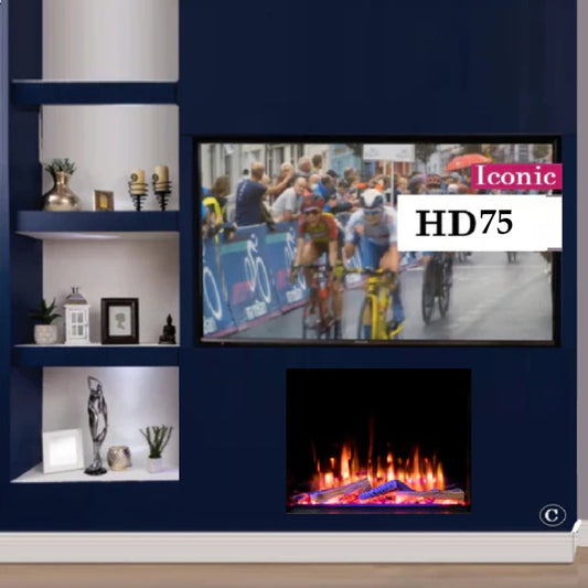 ICONIC 750mm Electric Fire EICONHD125 with SOLARFLAME Deluxe Log