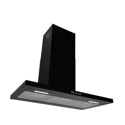 LaModa Brushless Slimline Flat Wall Mounted Linear Extractor Fan Cooker Hood Range Stainless Steel Black