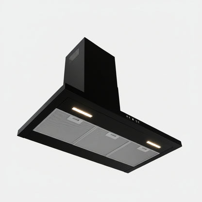 LaModa Brushless Slimline Flat Wall Mounted Linear Extractor Fan Cooker Hood Range Stainless Steel Black