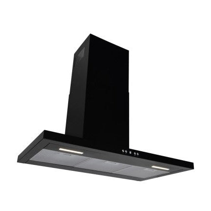 LaModa Brushless Slimline Flat Wall Mounted Linear Extractor Fan Cooker Hood Range Black Steel