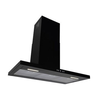 LaModa Brushless Slimline Flat Wall Mounted Linear Extractor Fan Cooker Hood Range Black Steel