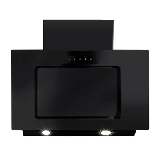 CDA EVABL Black Angled Glass Chimney Extractor Hood Contemporary Design