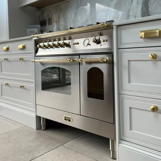 90cm Stainless Steel & Solid Brass Gas Dual Fuel Range Cooker Lofra Dolcevita RSD 96MFTECI
