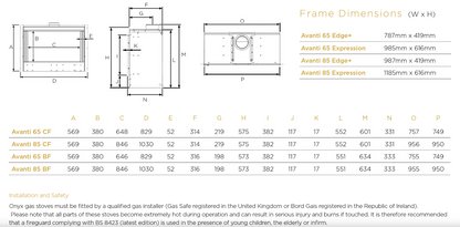 Gazco Onyx Avanti 65 Balanced Flue Log Effect Gas Fire with Edge Plus Frame (Copy)