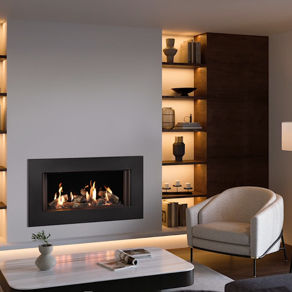 Gazco Onyx Avanti 85 Balanced Flue Log Effect Gas Fire with Expression Frame