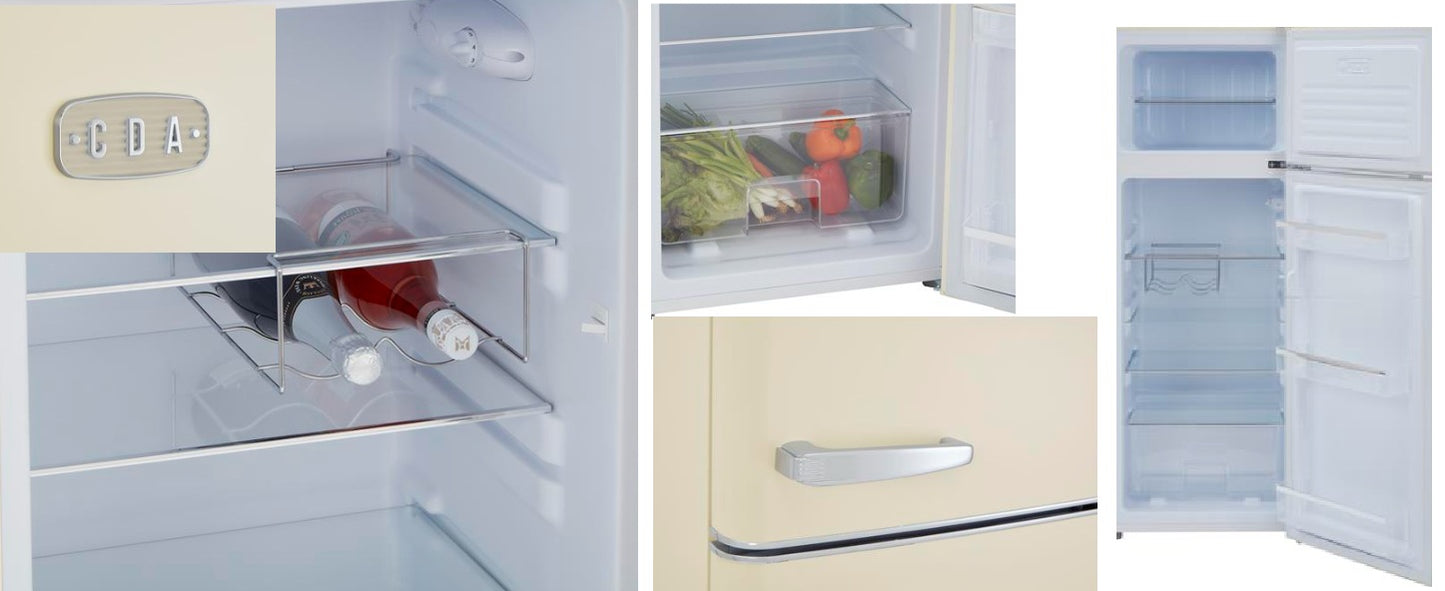 CDA Betty RETRO 1950's Style 55cm Fridge Freezer - H 144 cm x W 55 cm x D 61.5 cm