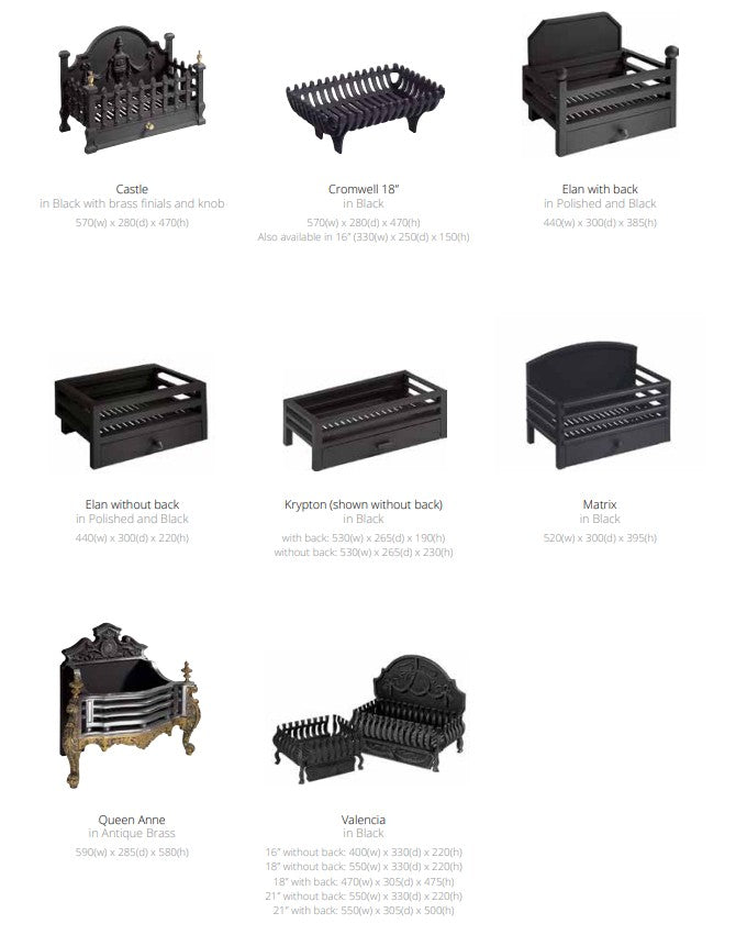 Elan Backed Remote Controlled Gas Basket Fire with tailored Gas Inset Fire Coal Effect
