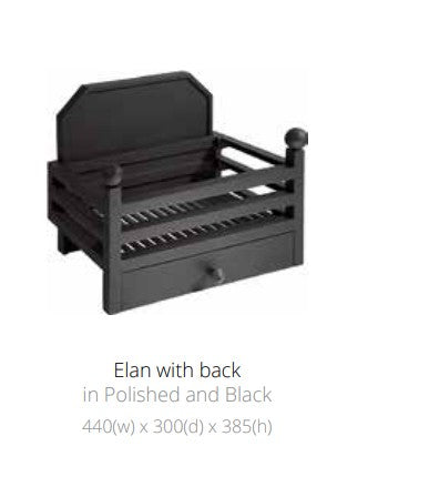 Elan Backed Remote Controlled Gas Basket Fire with tailored Gas Inset Fire Coal Effect