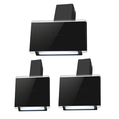 CDA EXG Designer Black Angular Glass Chimney Style Extractor Hood Range