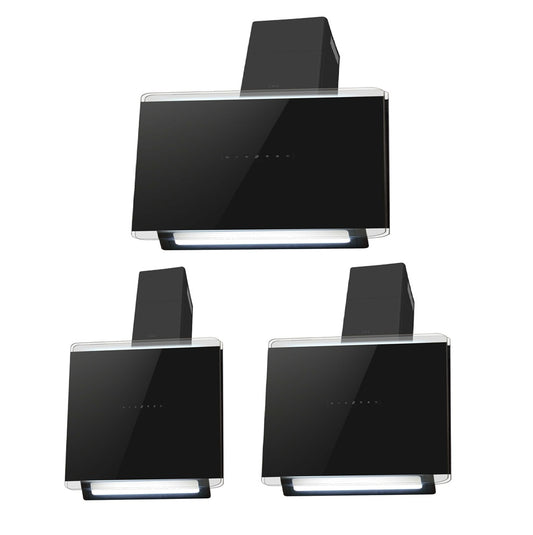 CDA EXG Designer Black Angular Glass Chimney Style Extractor Hood Range