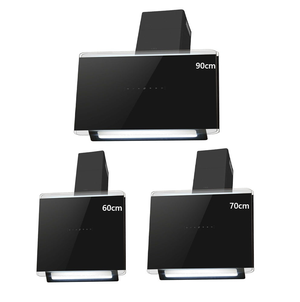 CDA EXG Designer Black Angular Glass Chimney Style Extractor Hood Range