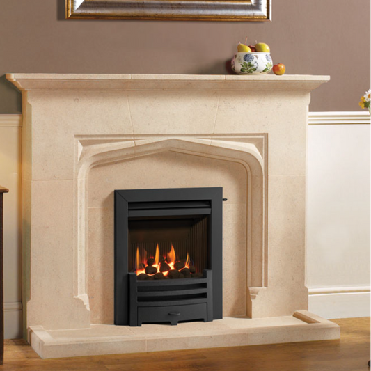 Gazco Logic HE Balanced Flue Coal Effect Gas Fire with Black Frame and Front