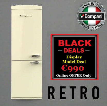 DISPLAY MODEL -Bompani BOCB606/C Frost Free Retro 50’s Cream Refrigerator 70:30 **DISPLAY MODEL**