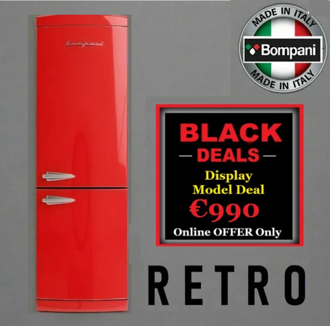 DISPLAY MODEL Bompani BOCB606/R Frost Free Retro 50’s Fiery Red Refrigerator 70:30 - 60x188.7x71 cm
