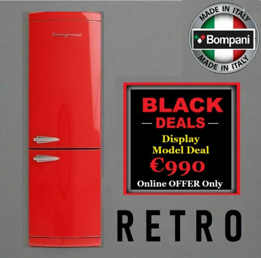 DISPLAY MODEL Bompani BOCB606/R Frost Free Retro 50’s Fiery Red Refrigerator 70:30 - 60x188.7x71 cm